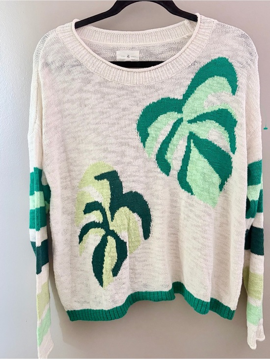 Lou & Grey Sweaters - Lou & Grey Monstera Leaf Tropical Knit Sweater Small